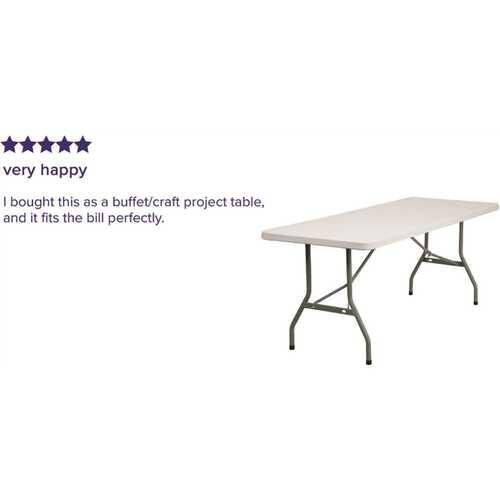 Carnegy Avenue CGA-RB-5442-GR-HD 72 in. Granite White Plastic Tabletop Metal Frame Folding Table