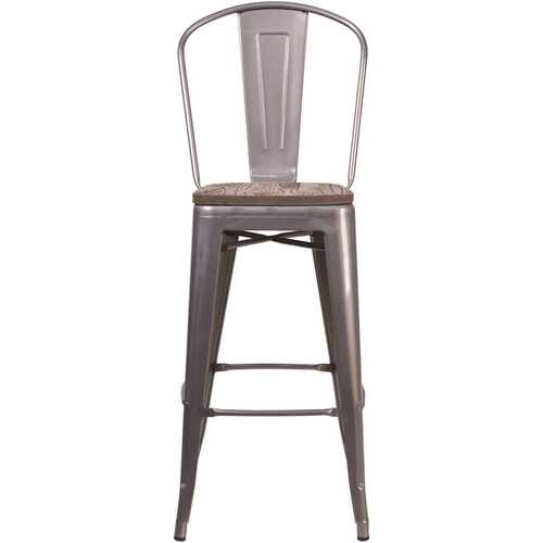 30.5 in. Clear Coated Bar Stool