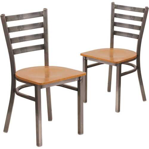 Natural Wood Seat/Clear Coated Metal Frame Restaurant Chairs