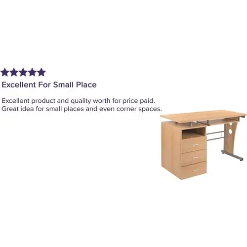 47.25 in. Maple Rectangular 3 -Drawer Computer Desk with Keyboard Tray