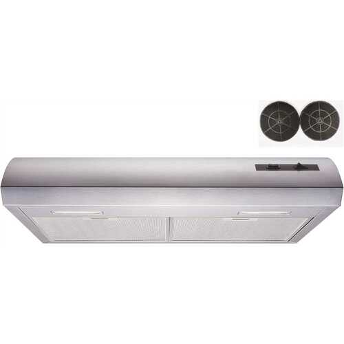 Winflo UR022C30F 30 in. 300 CFM Convertible Under Cabinet Range Hood in Stainless Steel with Mesh Filters and Charcoal Filters