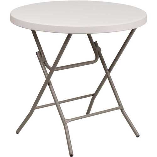 31.5 in. Granite White Plastic Tabletop Metal Frame Folding Table