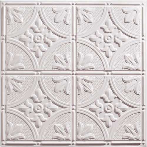 23.75in. X 23.75in. Antique Lay In Vinyl White Ceiling Panel