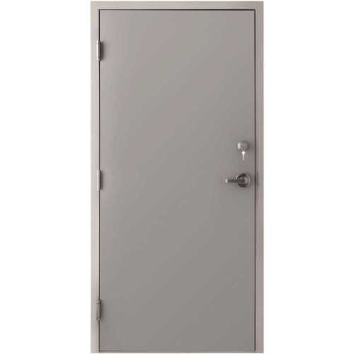36 in. x 80 in. Reversible Steel Metal Commercial Door Kit 5 x 20 Lite Kit, Adjustable Frame, Entrance Lever, Fire Rated