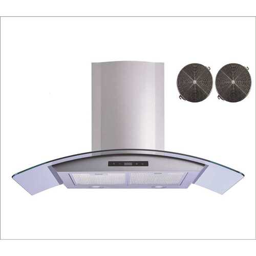 30 in. 475 CFM Convertible Stainless Steel/Glass Wall Mount Range Hood with Mesh and Charcoal Filters and Touch Control