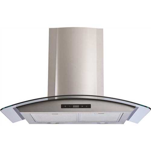 Winflo WR001B30 30 in. 475 CFM Convertible Stainless Steel/Glass Wall Mount Range Hood with Mesh Filters and Touch Sensor Control