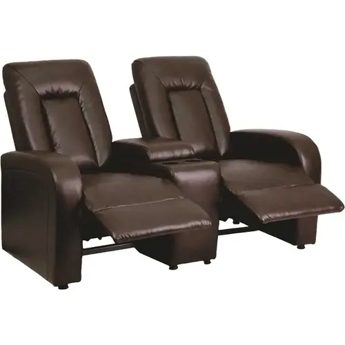 63 in. Brown Faux Leather 2-Seater Reclining Bridgewater Sofa with Square Arms