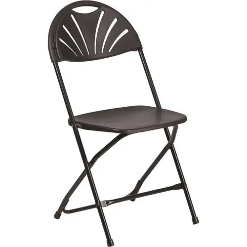 Black Plastic Seat with Metal Frame Folding Chair