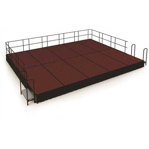 NPS 16 ft. x 20 ft. Stage Package, 16 in. H Red Carpet Shirred Pleat Black Skirting