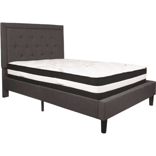 Dark Gray Full Platform Bed and Mattress Set