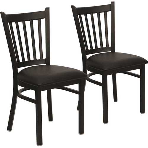 Carnegy Avenue CGA-XU-207815-BL-HD Black Vinyl Seat/Black Metal Frame Restaurant Chairs