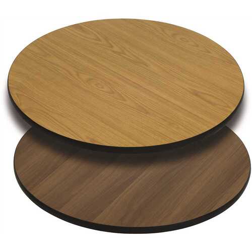 Flash Furniture XURD24WNT 24 in. Round Natural and Walnut Table Top with Reversible Laminate Top