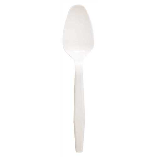Medium Weight White Polypropylene Spoon