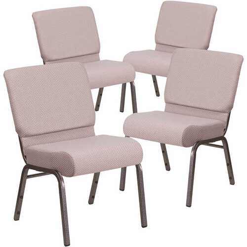 21 in. Gray Dot Fabric/Silver Vein Frame Church Chair