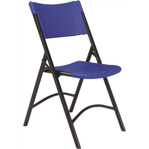 National Public Seating 604 NPS 600 Blue Blow Molded Metal Frame Folding Chair