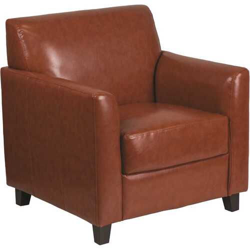 Faux Leather Cushioned Reception Chair in Cognac