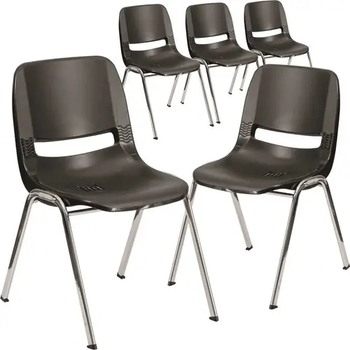 Black Plastic/Chrome Frame Plastic Stack Chairs