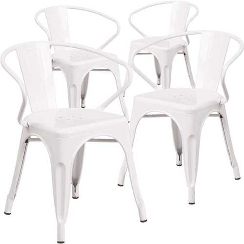 Stackable Metal Outdoor Dining Chair in White