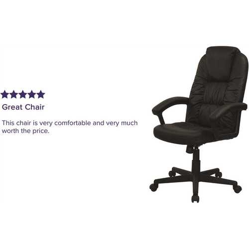 Faux Leather Swivel Ergonomic Office Chair in Black