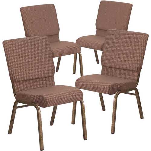 18.5 in. Brown Dot Fabric/Gold Vein Frame Church Chair