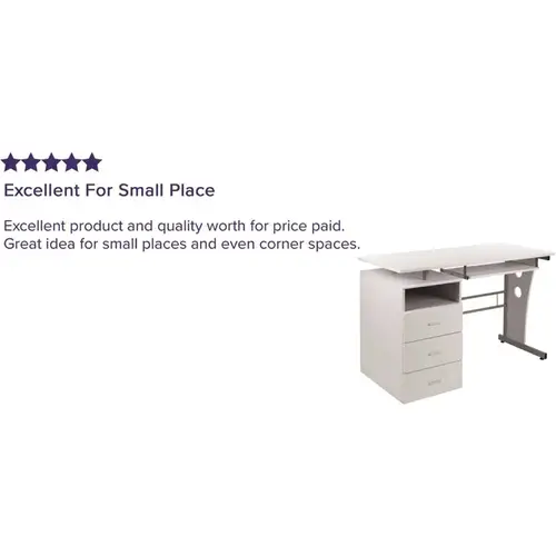 47.25 in. White Rectangular 3 -Drawer Computer Desk with Keyboard Tray