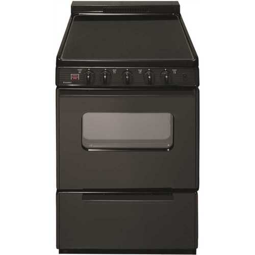 24 in. 2.97 cu. ft. Freestanding Smooth Top Electric Range in Black