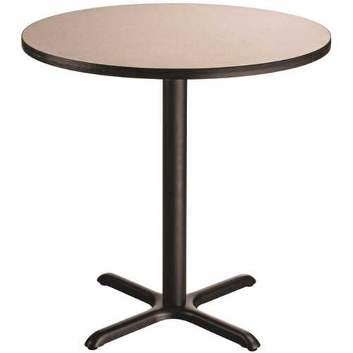 National Public Seating CT13636XCPBTMGY 36 in. Round CT Series Gray MDF Laminate Top and Metal X-Base, Composite Wood Cafe Table (Seats 4)