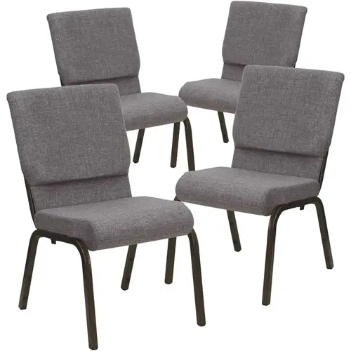 18.5 in. Gray Fabric/Gold Vein Frame Church Chair