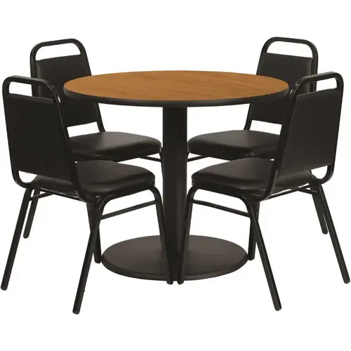 Natural Top/Black Vinyl Seat Table and Chair Set