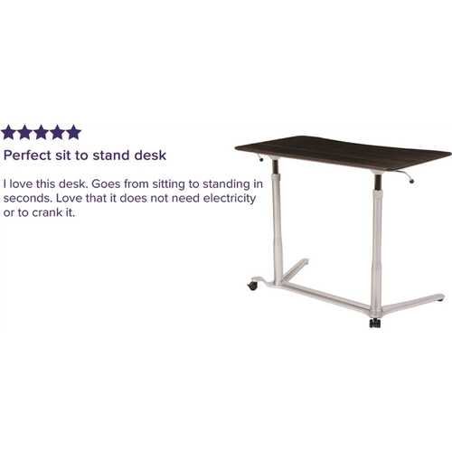 37.4 in. Rectangular Dark Wood Grain/Silver Standing Desks with Adjustable Height