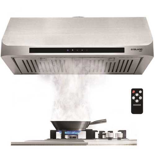 30 in. 3-Speed 450 CFM Built-In Range Hood Touch Screen Remote Control Under Cabinet Range Hood in Stainless Steel