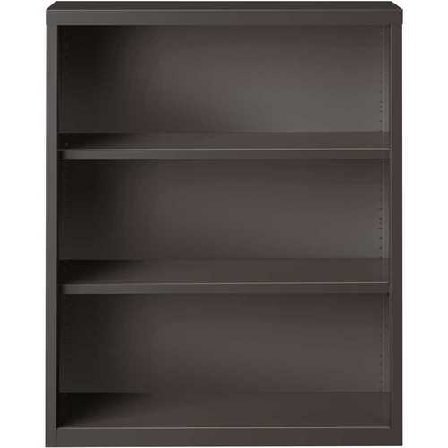 42 in. High Charcoal Metal 3-Shelf Standard Bookcase with Adjustable Shelves