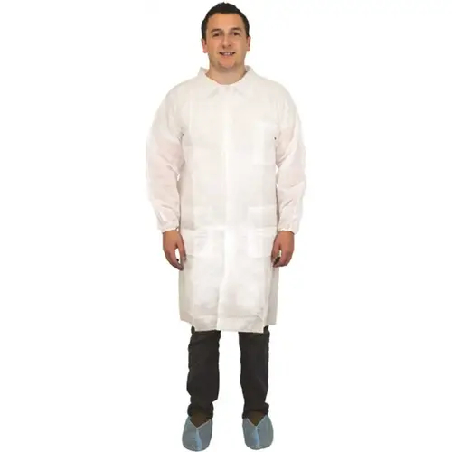 PolyLitea, Lab Coat, Polypropylene, White, w/Pockets & Elastic Wrists, 2X, 30/CS - pack of 30