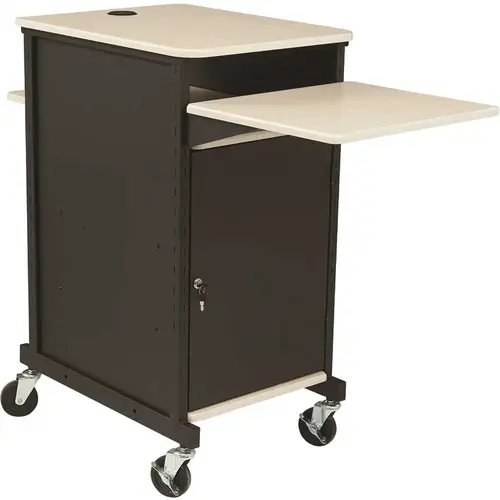 Oklahoma Sound PRC400 PRC Series Jumbo Presentation Cart 4-Wheeled Black Steel, Ivory Wood Grain Finish