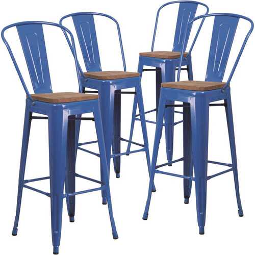 30.25 in. Blue Bar Stool