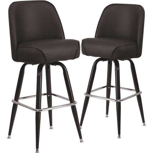 42.5 in. Black Mid-Back Metal Bar Stool