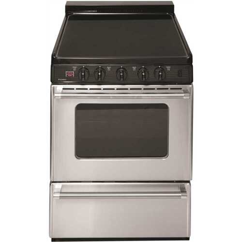 24 in. 2.97 cu. ft. Freestanding Smooth Top Electric Range in Stainless Steel