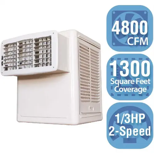 Hessaire W48-B 4,800 CFM 120-Volt 2-Speed Window Evaporative Cooler for 1,800 sq. ft. (with Motor) White