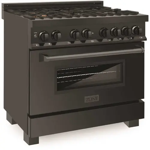 36" 4.6 cu. ft. Dual Fuel Range with Gas Stove and Electric Oven in Black Stainless Steel