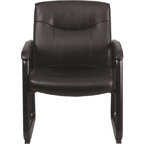 Faux Leather Cushioned Side Chair in Black