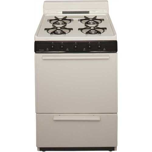 24 in. 2.97 cu. ft. Battery Spark Ignition Gas Range in Biscuit with Black Trim