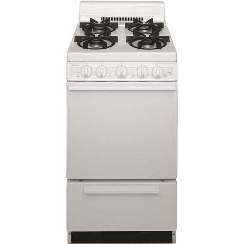 20 in. 2.42 cu. ft. Freestanding Gas Range with Sealed Burners in White