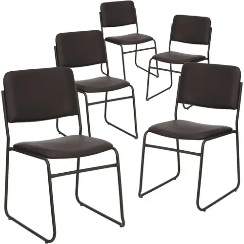 Black Vinyl/Black Frame Vinyl Side Stack Chair