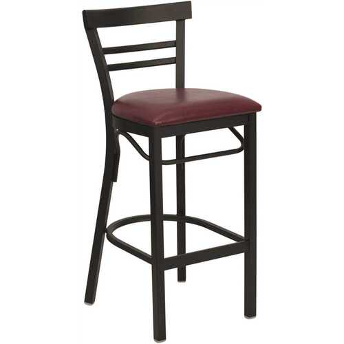 HERCULES Series 29 in. Burgundy/Black Metal Bar Stool