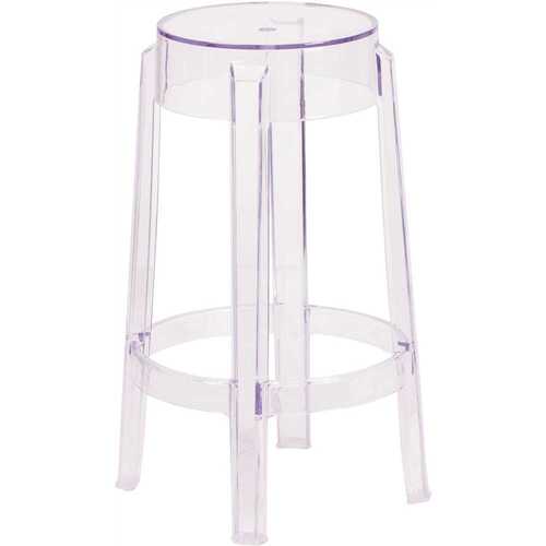 25.75" High Transparent Plastic Bar Stool Clear