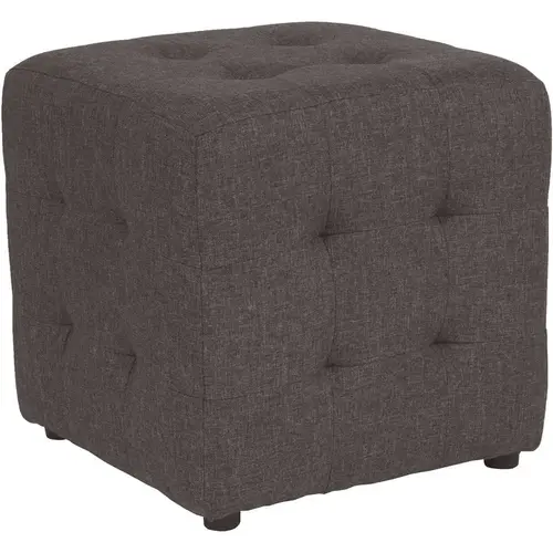 Dark Gray Fabric Ottoman