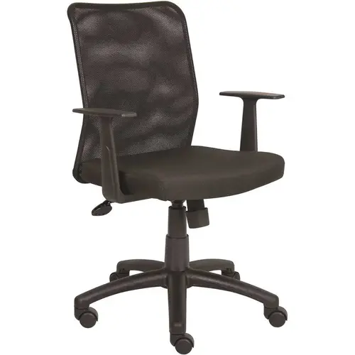 Black Mesh Task Chair with T-Arms, Seat Height Adjustment