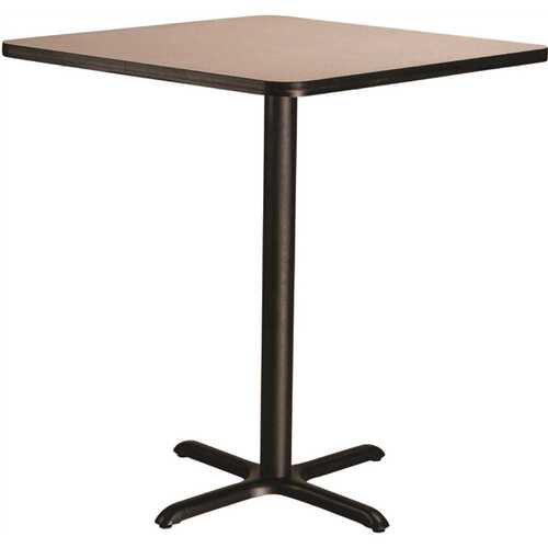 36 in. Square Composite Wood Cafe Table, 30 in. Height, Grey Nebula Laminate Top and Black X-Base