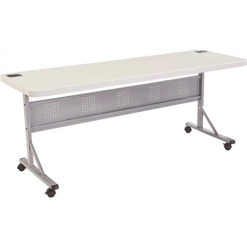 National Public Seating BPFT-2472 72 in. Grey Plastic Smooth Surface Folding Flip-N-Store Training Table