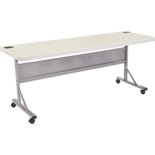 72 in. Grey Plastic Smooth Surface Folding Flip-N-Store Training Table Gray